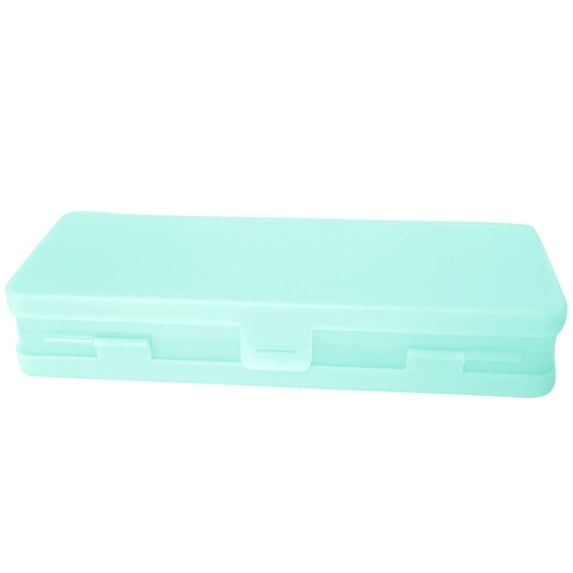 Nkmbld Double Layer Pencil Box Large Capacity Clear Pencil Case with Snap-Tight Lid, Plastic Hard Pencil Case for Office Supplies, Green