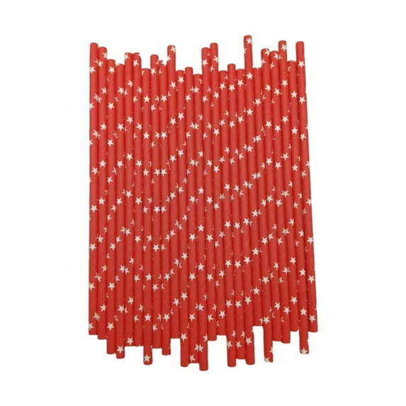 Nkmbld Drinking Straws 100pc Red Disposables Paper Straw Degradables Kraft Paper Straight Drink Pipe
