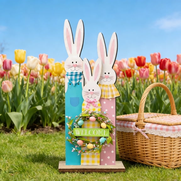 Nkmbld Easter Decor Easter Rabbits Egg Chick Party Layout Ornaments for Tabletop Centerpiece Indoor Spring Easter Decor Mantle Decorations