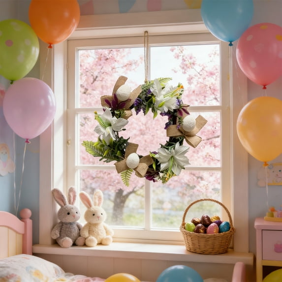 Nkmbld Easter Decorations, Easter Wreath Decor Artificial Flower Festive Wreaths Tabletop Candlestick Wreath for Home Door Wall Mantel Window Decor