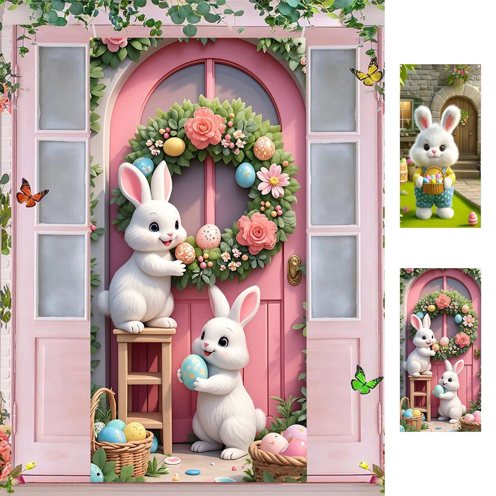 Nkmbld Easter Door Cover Cute Rabbit Door Party Decoration Supplies ...