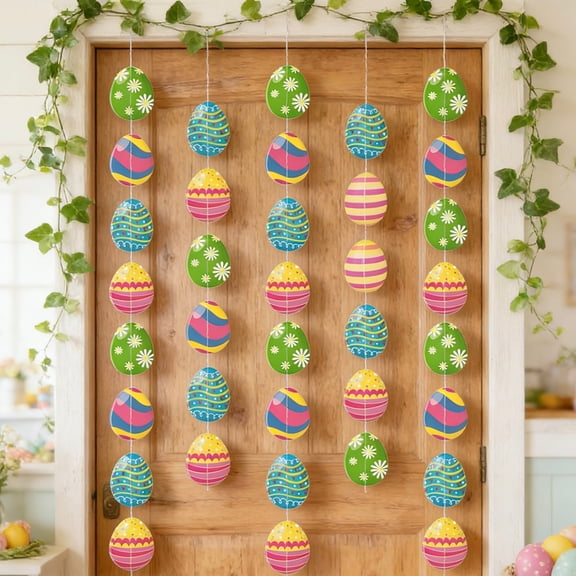 Nkmbld Easter Egg Hanging Decorations Happy Easter Party Ceiling Colorful Decors Window Door Ornament for Indoor Easter Spring Holiday Party Supplies