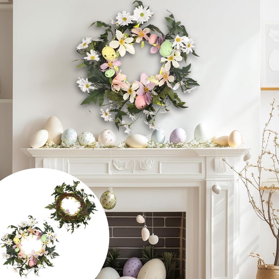 Nkmbld Easter Egg Wreath with Colorful Eggs, Easter Decorations, Easter Wreath for Front Door Easter Summer Farmhouse Holiday Wall Home Window Decor