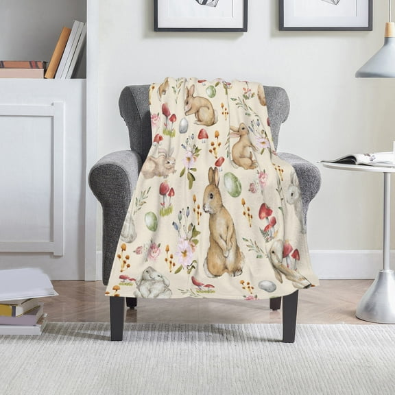 Nkmbld Easter Flannel Throw Blanket Easter Decoration Blanket Soft Breathable Warm and Comfortable Blanket for Bed, Sofa, Chair, Camping and Travel
