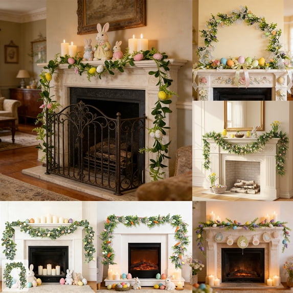 Nkmbld Easter Garland Decoration with Easter Eggs, Artificial Easter Egg Garland for Mantel Arch Home Fireplace Table Centerpieces Party Decor