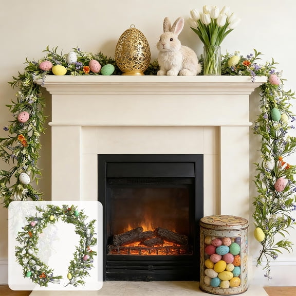 Nkmbld Easter Garland, Easter Decorations, Easter Eggs Vines Spring Easter Garland String for Mantle Kitchen Fireplace Wall Window Indoor Outdoor Decor