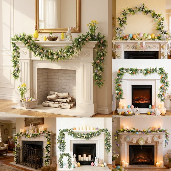 Nkmbld Easter Garland, Easter Decorations, Farmhouse Spring Vines Garland for Mantle Kitchen Fireplace Wall Window Home Indoor Outdoor Decor