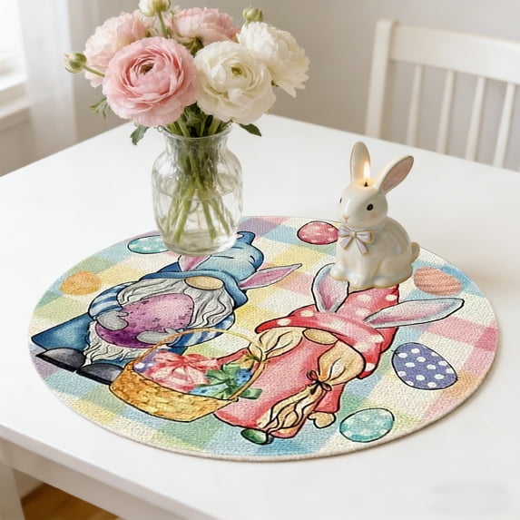 Nkmbld Easter Kitchen Table Mats Round Placemats Heat Resistants and Stain Resistants Seasonal Spring Table Mats for Party Kitchen Dining Decoration