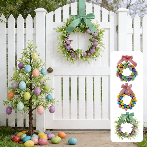 Nkmbld Easter Wreath Decorations Artificial Flower Festive Wreaths Tabletop Candlestick Wreath for Front Door Farmhouse Wall Home Window Decor