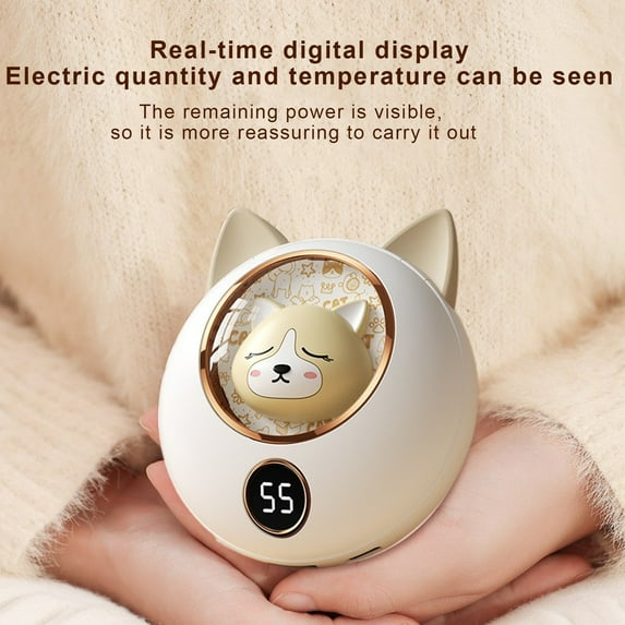 Nkmbld Electric Hand Warmers Rechargeable, Cute Pet 2-in-1 Quick Charge Hand Warmer for Outdoor Indoor, Warmer Gift for Christmas, Golf, Camping, Beige