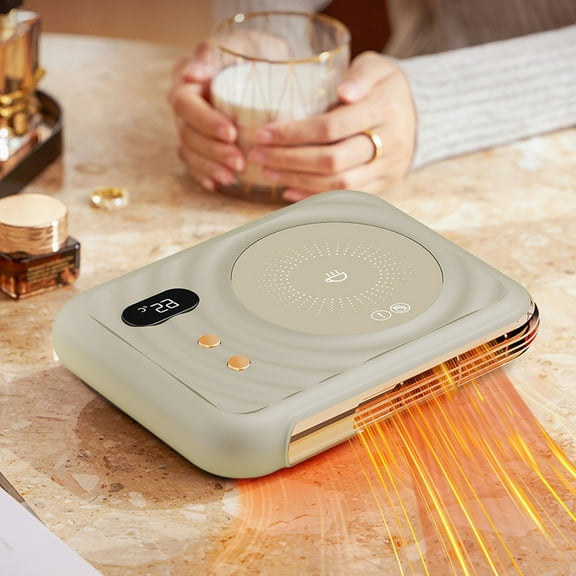 Nkmbld Electric Heater for Office, 2-in-1 Household Heater Office Desk Constant Temperature Automatic Insulation Warm Hot Milk Heater, Beige