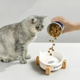 thumbnail image 1 of Nkmbld Elevated Cat Bowls, Ceramic Pet Bowls Durable Raised Cat Food and Water Bowl Set with Antis-Slip Wooden Stand, Easy to Clean, BPA-Free, 1 of 8