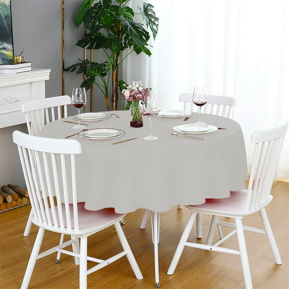 Nkmbld Farmhouse Table Cover 80 Inches Round Tablecloths Suitable for Dining/Party/Buffet/Wedding, White