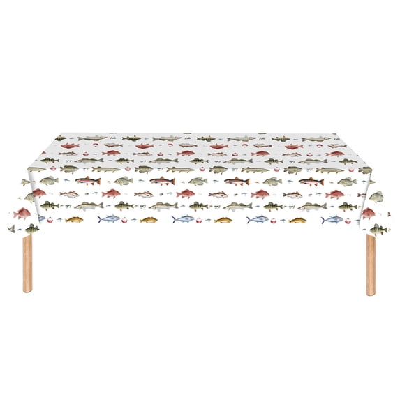 Nkmbld Farmhouse Table Cover Fishing Theme Party Tableware Outdoor Fishing Tablecloth Paper Paper Towel Paper Cup Celebration, Multicolor