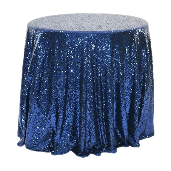 Nkmbld Farmhouse Tablecloth Glitter Round Tablecloth for Wedding, Kitchen, Outdoor Picnic, Party, Blue