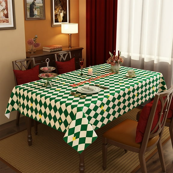 Nkmbld Farmhouse Tablecloth Living Room Table Cover Christmas Decoration Tablecloth Outdoor Picnic Mat, Green