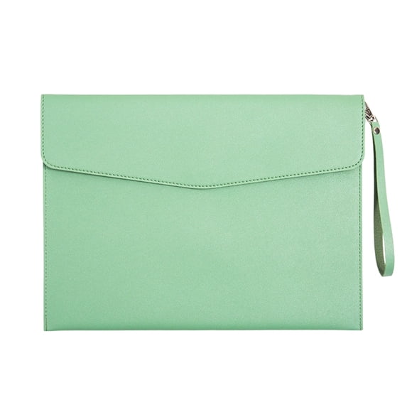 Nkmbld File Folders Letter Size, Waterproof Leather Case Folder Document Case Bag Pouch File Bag Document Storage Document Holders with Removable Hand Strap, Green