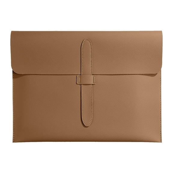 Nkmbld File Folders, Portable Leather File Bag Briefcase Business Folder Storage Material Bag Contract Thickened Waterproof File Organizer, Brown