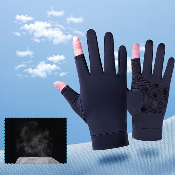 Nkmbld Fishing Gloves for Men and Women Driving Gloves for Hiking and Sun Gloves Non-Slip Feel Screen Interface for Kayaking Biking Rowing, Blue