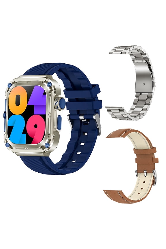 Fitness Watches for Men Wearable Watch Multifunction Rectangular Screen Wireless Magnetic Charging NFC Control Motion Record IP68 Watertightness Bluetooth Function, Blue