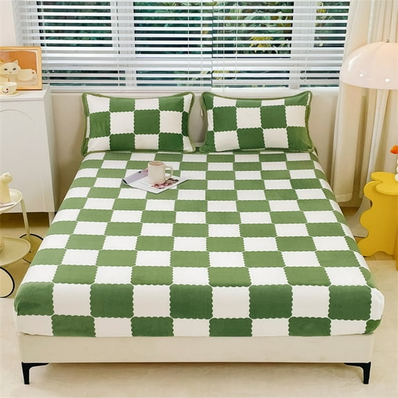 Nkmbld Fitted Sheet Protective Cover for Bed Mattress Pocket Fitted Sheet Breathable Non Slip, Queen, Green