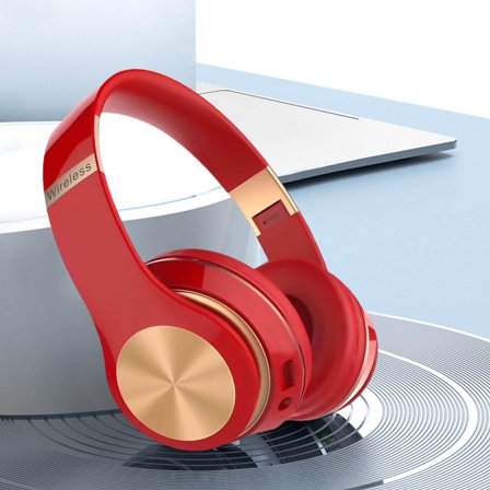 Nkmbld Portable Bluetooth Headphones, Noise Cancelling Wireless Headphones Bluetooth 4. Earphone Headset with Mic Hot, Red