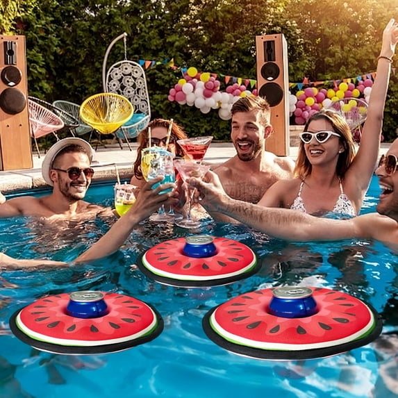Nkmbld Floating Drink Holder Floating Coaster Pool Drink Holder Beverage Float Cup Holder with Rope for Pool Party Hot Tub Outdoor Water Fun