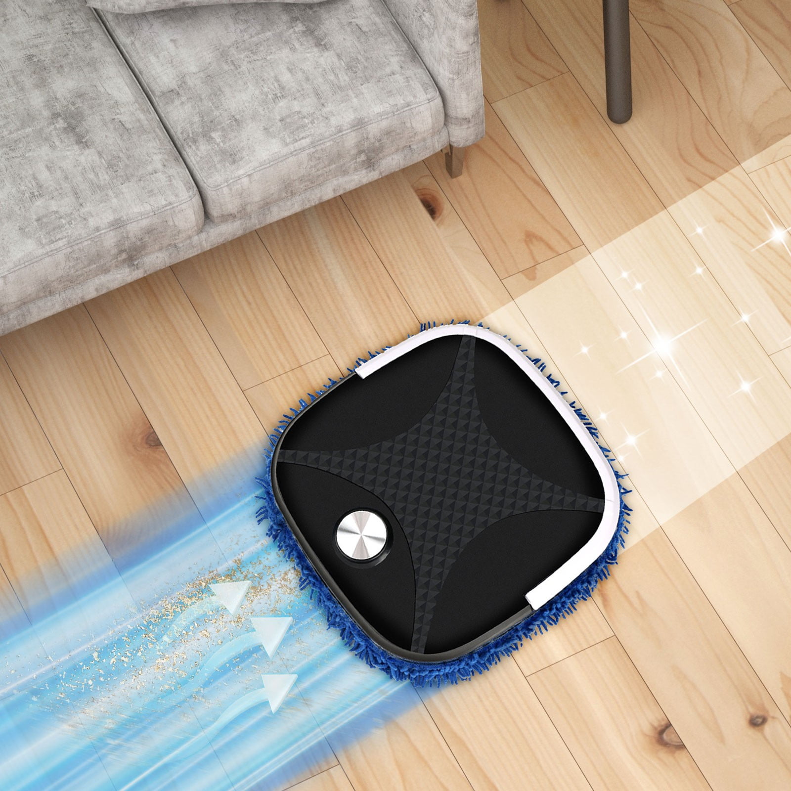 Nkmbld Floor Sweeping Robot Pool Vacuum Cleaner Robot USB Charging Rotary Mopping Machine Humidifying Spray Intelligent Sweep Robot, Black
