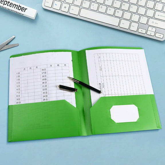 Nkmbld Folders for Documents, Plastic Colorful File Folder Organizer with Pockets, Portable Safe Storage Bag for Letter A4 Files and More, Green