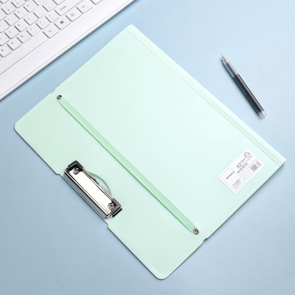 Nkmbld Folders for Documents Singles A3 File Folder Plastic Document Holders with Clip for Exam Papers Office Storage Portfolio Letter Size, Green
