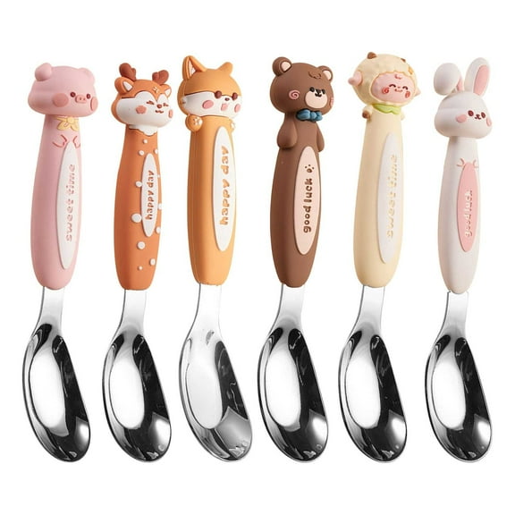 Nkmbld Food-Grade Spoons Cartoons Ingot Stainless Steel Spoon, Dishwasher Safe, Using for Home, Kitchen or Restaurant, Multicolor