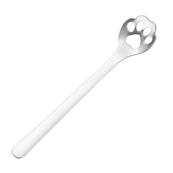 Nkmbld Salad Spoons Cute 304 Stainless Steel Coffee Spoon Stirring Tea Spoon Mug Spoon Claw Dog Claw Cup Hollowed Out, Silver