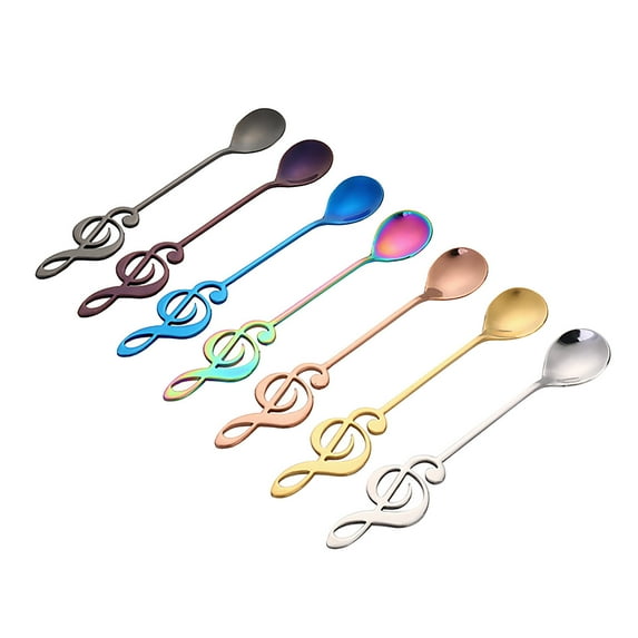 Nkmbld Food-Grade Spoons Music Stainless Steel Dessert Teaspoon Music Bar Spoon, Dishwasher Safe, Gold