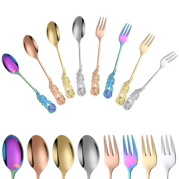 Nkmbld Food-Grade Spoons Stainless Steel Rose Spoon for k Coffee Stirring Spoons Dessert for ks Kitchen Accessories Tableware , Dishwasher Safe, Multicolor