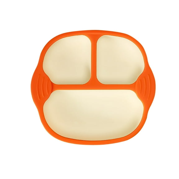 Nkmbld Food Grade Unbreakable Portion Control Dinner Diet Plates, Reusable Lightweight Divided Dish Set Stackable Divider Plates, Orange