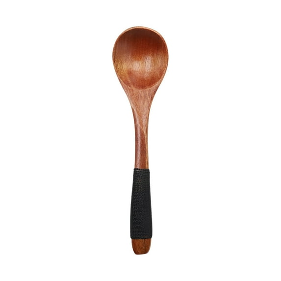 Nkmbld Food-Grade Wooden Soup Spoon Household Wooden Dinner Spoons Long Handle Exquisite Spoon, Using for Home, Kitchen or Restaurant, Brown