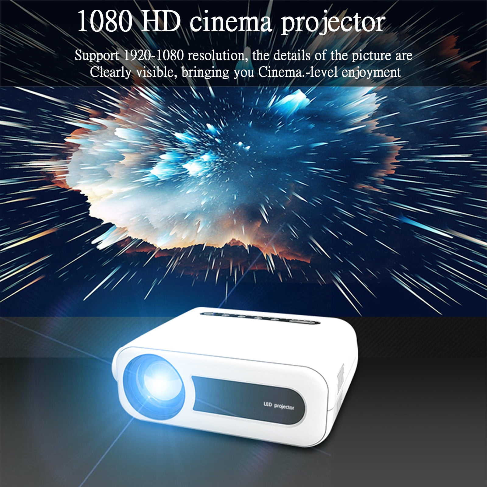 Nkmbld Full HD Portable Mini Projector, 5G Wireless Mobile Phone Same Screen Projector-Selling HD 1080P Portable Projector 200inch Large Screen High Brightness Projector