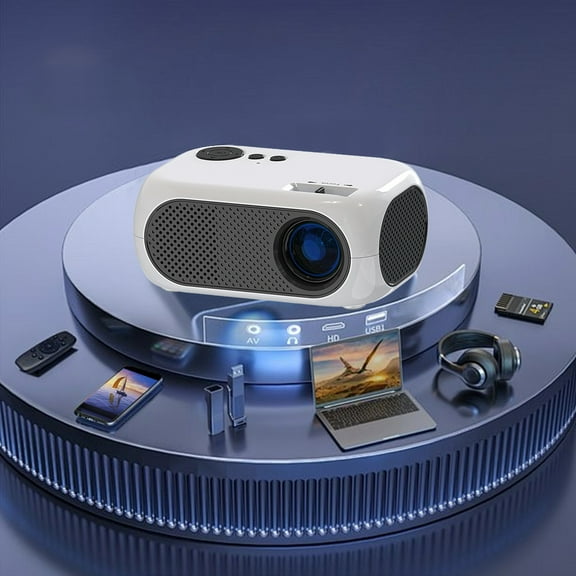 Nkmbld Full HD Portable Mini Projector, Household Portable Projector Supports 1080P Synchronize Smartphone Screen by WiFi/USB Cable for Home Entertainment