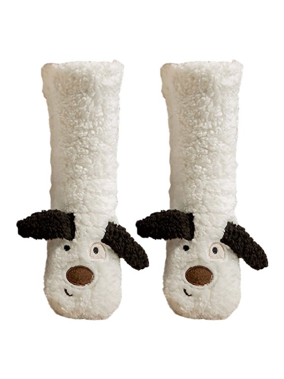 Fuzz Socks for Men Women, Thickened Fleece Lined Cold-Proof Fuzzy Socks Slipper Fluffy Cozy Comfy Cabin Plush Warm Winter Sleep Home Soft Socks, White