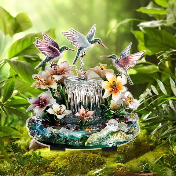 Nkmbld Garden Stake, Garden Pile Bird Song and Floral 2D Flat Acrylic Courtyard Decoration Outdoor Potted Decoration Valentine's Day Ground Insertion