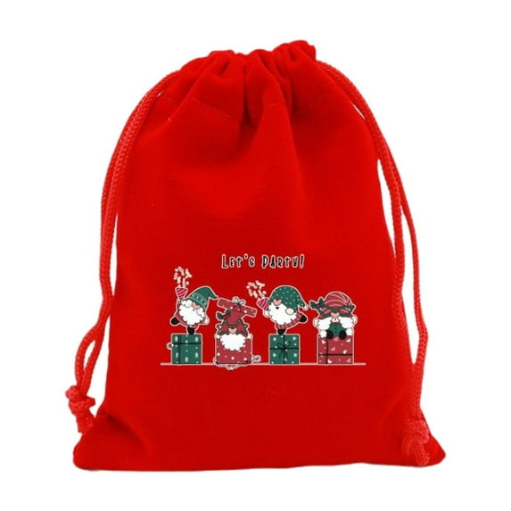 Nkmbld Gift Bags for Presents, Christmas Flannel Bag Christmas Apples Candy Packaging Bag Drawstring Gift Bag for Wrapping Xmas Party Favors