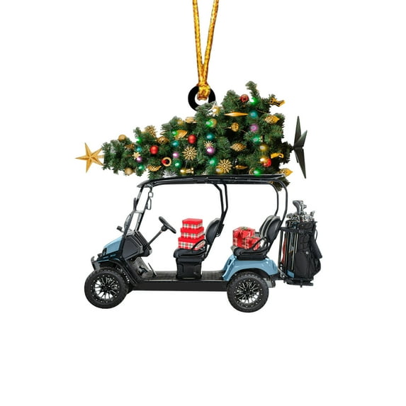 Nkmbld Golf Cart Christmas Ornament, Cute Replica Golf Cart Trimmed in Christmas Lights, Comes in Gift Box, Cool Golf Gifts for Men Golfers