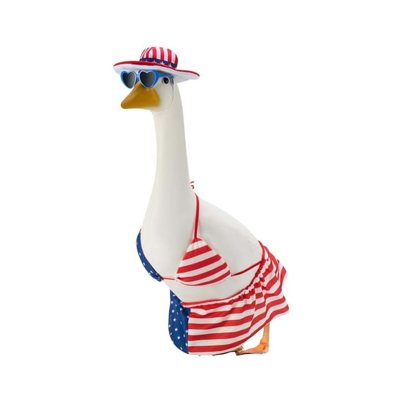 Nkmbld Goose Outfits 4th of July Porch Outfits for 23 inch Statue Patriotic Costume for Plastic Cement Statue Memorial Day Sculpture Clothes