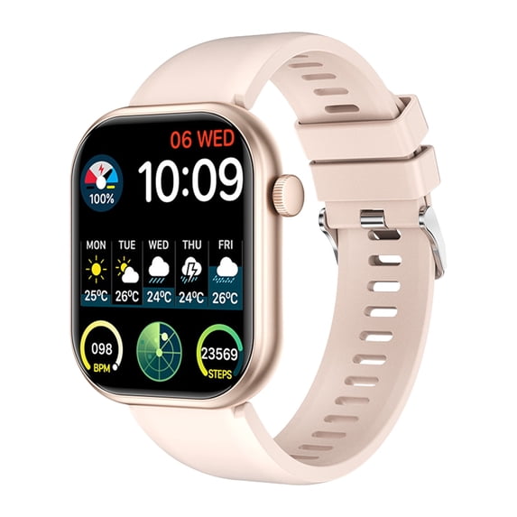 Nkmbld HD Rugged Smart Watch Clear Screen for Incoming Call Reminder Bluetooth Low Power Consumption Sedentary Reminder Sports Smartwatch, Gold