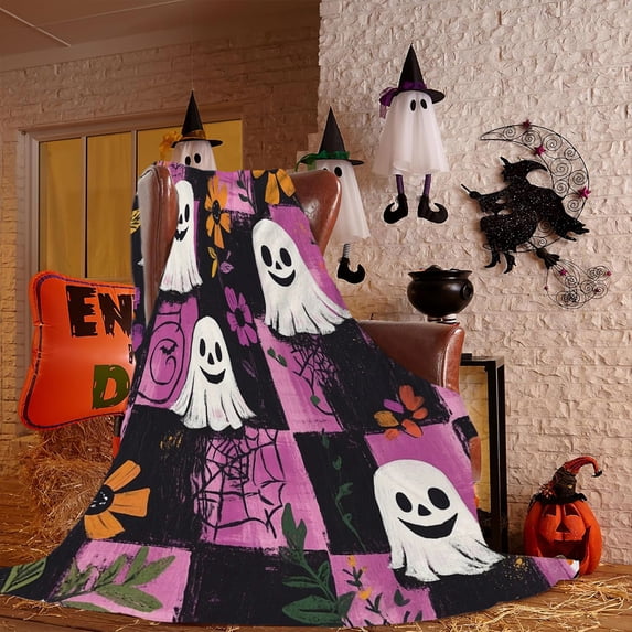 Nkmbld Halloween Blanket for Couch, Fuzzy Fluffy Soft Cozy Throw Blanket for Sofa, Chairs and Bed, Harvest Gifts and Farmhouse Fall Home Decor