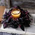 thumbnail image 1 of Nkmbld Halloween Candle Rings Wreaths, Thanksgiving Autumn Decorative Artificial Maple Leaf Floral Holder Festival Holiday Party Decoration, 1 of 8