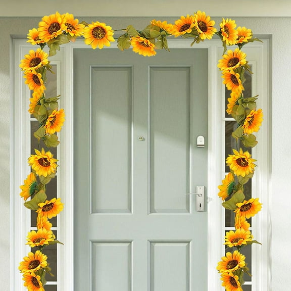 Nkmbld Halloween Decorations Indoor Simulation Sunflower Vines Fake Flowers Vines Indoor Wall Mounted Conditioning Pipelines Cover Decorative