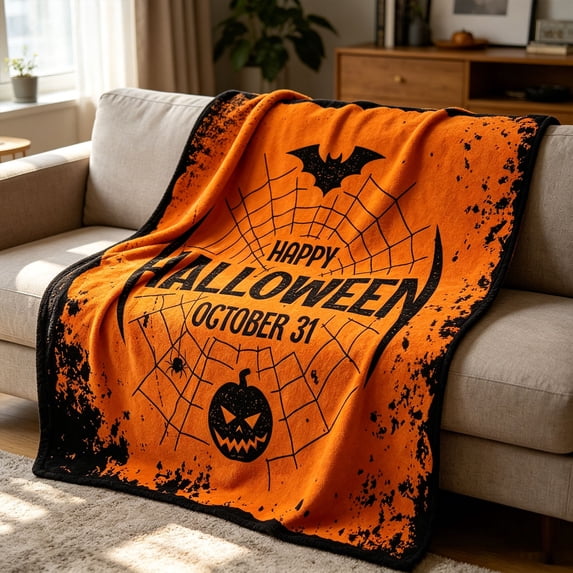Nkmbld Halloween Flannel Throw Blanket, Fuzzy Fluffy Soft Cozy Nap Blanket for Chairs, Sofa, Bed, Fall Harvest Gifts and Farmhouse Home Decor