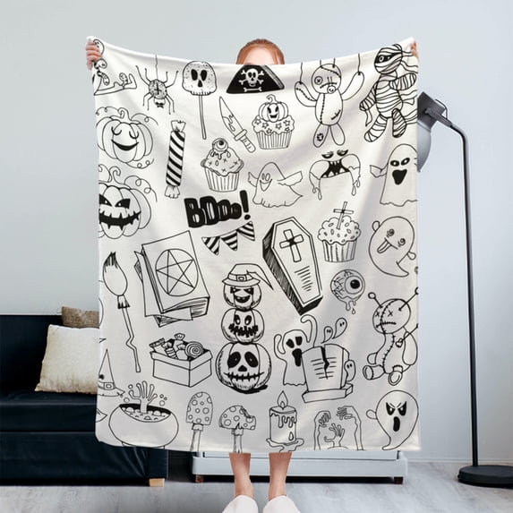 Nkmbld Halloween Fleece Throw Blanket, Surper Soft Warm Cozy Fall Blanket for Chairs Sofa Bed, Fall Harvest Gifts and Farmhouse Home Decor