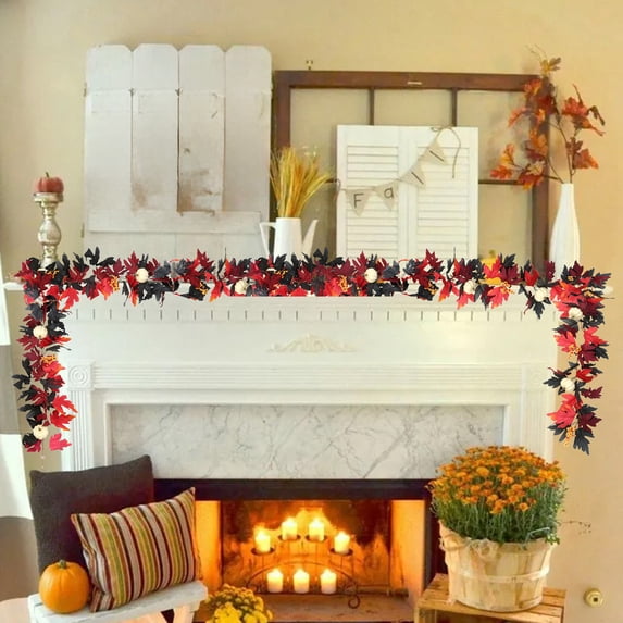 Nkmbld Halloween Garlands for Decoration, Hanging Artificial Maple Leaf Rattan for Table Centerpiece, Fireplace, Stair, Window, Front Door Decor